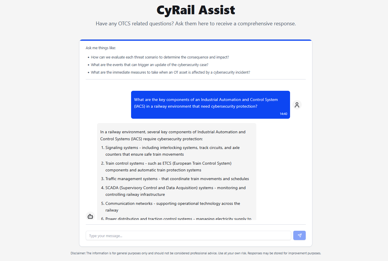 CyRail Assist chat